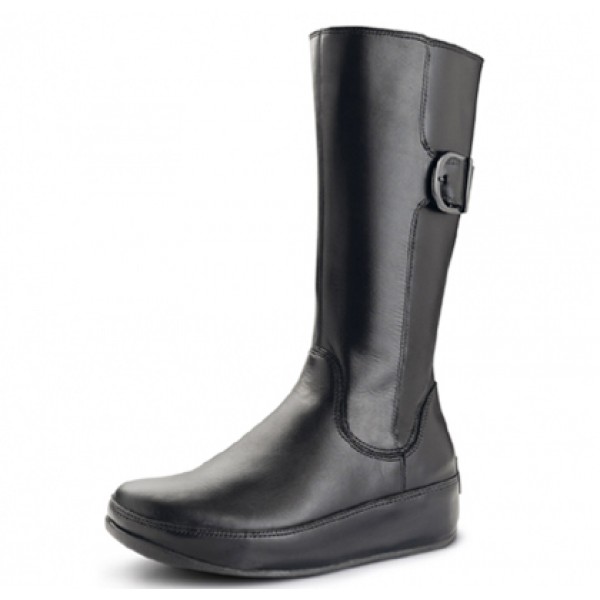 Fitflop Leather Hooper Boot Tall Black For Women