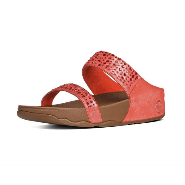 Fitflop Novy Slide In Suede Flame For Women
